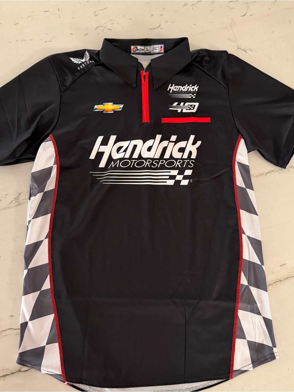 Nascar Pit Crew Shirt Hendrick Cars Team Kit Polo Castore Black Chevrolet XLT